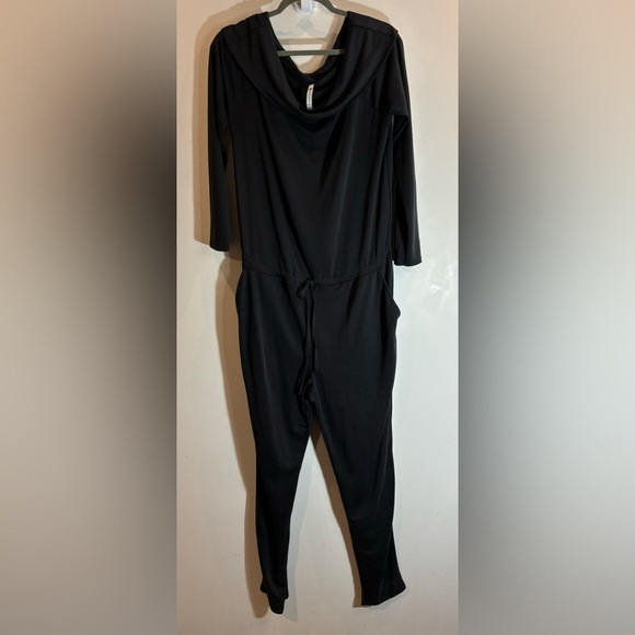 FABLETICS Sz L Tess Off Cowl Neck Off Shoulder Jersey Knit Long Sleeve Jumpsuit - Picture 2 of 7
